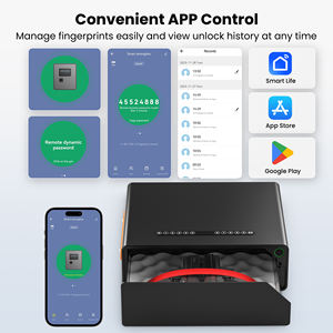خزنة ذكية صغيرة للمنزل والفنادق مع فتح سريع ببصمة الإصبع وكلمة المرور والمفتاح وتطبيق الهاتف، خزنة آمنة للأسلحة مع كابل أمان - Product Image 5