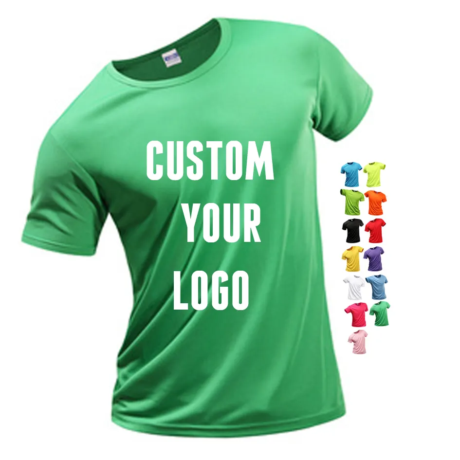 Günstiger Preis auf Lager leer schnell trocknen 100 Polyester GYM Marath T-Shirts mit Logo benutzer definierte Logo gedruckt einfache T-Shirts in loser Schüttung