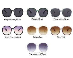 Vente en gros de lunettes de soleil tendance rétro vintage 2021 avec logo personnalisé, grandes montures, verres dégradés, lunettes de soleil rondes surdimensionnées pour femmes - Product Image 6