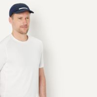 Gorra de Running Azul Marino de Secado Rápido, Ligera, Transpirable y Ajustable, de 5 Paneles, con Banda Reflectante y Parte Trasera de Malla