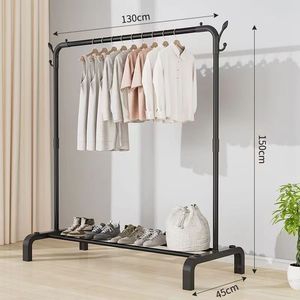 Simple Floor Standing <b>Clothes</b> <b>Rack</b> Metal 150cm Height With Shelf For Home Bedroom Balcony Use - Product Image 4