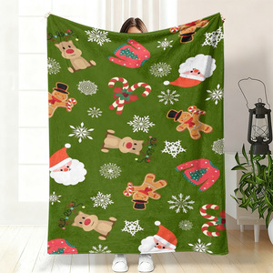 Couverture en flanelle Gingerbread Man, couverture de sieste réversible, douillette et chaude pour chambre à coucher, salon, impression personnalisée OEM ODM YH-M - Product Image 1