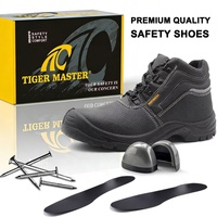 Zapatos de Seguridad Tiger Master para Hombre, Económicos, con Puntera de Acero, Resistentes a Pinchazos, de Cuero Negro, Resistentes al Aceite y al Ácido, Antideslizantes, para Obras de Construcción