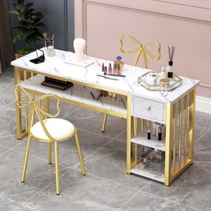 Mesa de Manicura de Metal de Estilo Moderno y Lujo Ligero, Silla Económica, Mesa Doble para Salón de Uñas, Famosa en Internet, Precio Especial - Product Image 2
