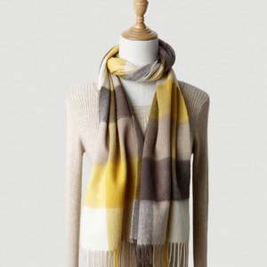 Bufanda de Cachemira 100% Pura con Diseño de Tartán a Cuadros para Otoño e Invierno, Gruesa, para Mujer, con Borlas, YHK0094 - Product Image 3