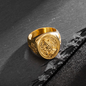 Anello <span class=keywords><strong>per</strong></span> preghiera serenità in acciaio inossidabile da uomo che <span class=keywords><strong>dio</strong></span> mi conceda di pregare con le mani anello con sigillo rotondo - Product Image 6