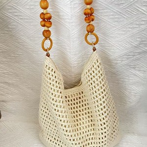 Sac fourre-tout grande capacité en tissu de coton ajouré, style urbain <span class=keywords><strong>et</strong></span> épuré, avec fermeture magnétique <span class=keywords><strong>et</strong></span> bandoulière perlée pour - Product Image 3