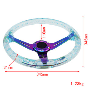 Pièces automobiles, volant en acrylique à 3 branches, transparent, en cristal, modification de voiture de course, luminescent dans le noir - Product Image 3