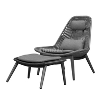 Chaise longue de jardin en aluminium avec repose-pieds, ensemble de meubles de patio, tissage de corde, chaise longue