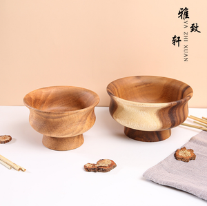 Cuenco Tibetano Retro Étnico Hecho a Mano de Madera Maciza de Acacia para <span class=keywords><strong>Leche</strong></span>/Ghee/Té, Cuenco Redondo para Niños - Product Image 1