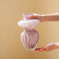 Vase à fleurs en verre soufflé à la main de style français, arrangement floral de table de mariage, modèle Ballet, rose doux, design luxueux