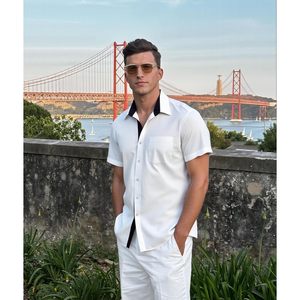 FOXA Men's Button <b>Down</b> Short Sleeve Dress Shirt Wrinkle Free Business Casual Top Summer Wear - Product Image 3
