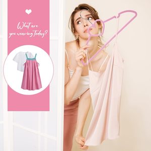 <b>Plastic</b> Hangers Pink Hangers Ultra Thin Space Saving Cute Heart Clothes Hangers for Clothes - Product Image 3
