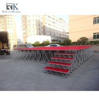 Plateforme de scène à revêtement moquette rouge, installation rapide, podium pliable, en promotion