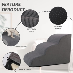 Escalones de espuma para mascotas de alta densidad, escalón antideslizante para perros para cama alta y sofá, rampa de escalera para perros extra ancha y profunda para perros mayores - Product Image 3