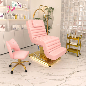 Table de massage électrique incurvée pour salon de beauté et spa, en cuir blanc, pliable, avec 3 moteurs, personnalisable - Product Image 4