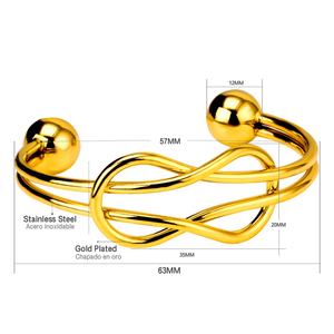 316L Big Stainless Steel Yellow Gold Color Twist Wire Open Cuff Knot <b>Bangle</b> Infinity Bracelet for <b>Men</b> and Women's Jewelry - Product Image 2