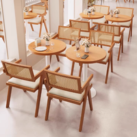 Ensemble table et chaises de restaurant de style japonais moderne, durable, en bois massif, mobilier commercial pour centre commercial et école