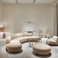 Modernes Luxuriöses Umweltfreundliches Holz-Mondkurvensofa-Set Wohnzimmer Boucle-Sofas Event-Bankett-Hochzeits-Lounge-Sofa für Hotels