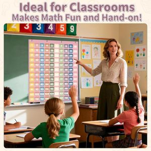 Tabla numérica de 120 bolsillos, 135 tarjetas de doble cara, tabla de cien bolsillos estilo Boho para enseñanza de matemáticas en el aula y en el hogar - Product Image 5