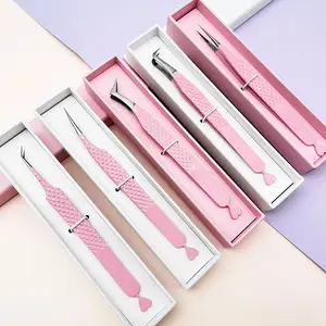 Fiber Tip Wholesale Free Custom Logo Volume Lash Extension Tweezers Private Label Isolation Stainless Steel Fiber Tip Tweezers