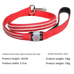 बाहरी कुत्ते ने ठोस चलने वाले चमकदार लीश पालतू पॉलिएस्टर रात चेतावनी पुल स्ट्रैप पैडड विस्फोट-प्रूफ भीड़ का नेतृत्व किया - Product Image 6