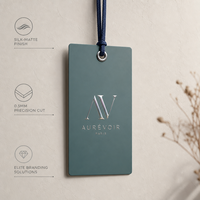 Étiquettes Artisanales à Texture Martelée avec Estampage Minimaliste à l'Encre Charbon, Cordon en Papier UV, pour Marques de Style de Vie Naturel