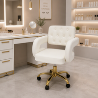 Chaise de technicien en pédicure en PU blanc, tabouret pivotant de salon, dossier réglable, mobilier de spa pour ongles