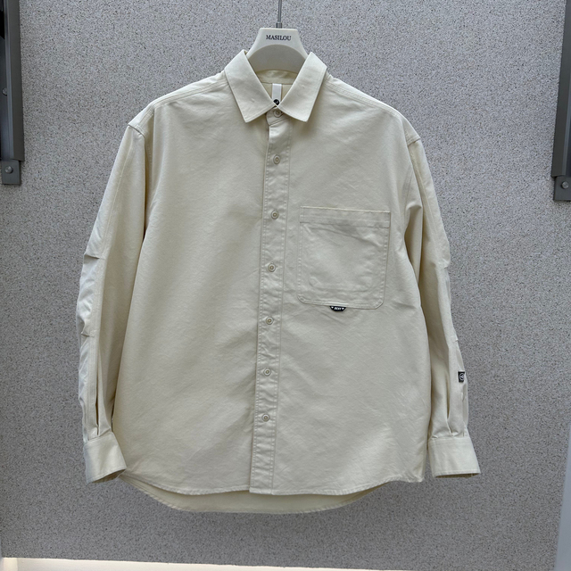 Japanese-style Trendy Casual Design Utility-style Parachute Sleeve Pocket Men's Long-sleeved Shirt 100% Cotton Spring
