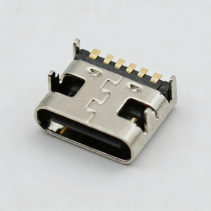 Connecteur femelle Type-C 6 broches SMT, coque métallique 6,5 mm, courant élevé 3A, conforme RoHS, connecteur USB Type-C à montage sur carte - Product Image 2