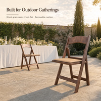 Chaises pliantes en résine imitation bois, couleur personnalisable, modernes, empilables, pour salle à manger, jardin, mobilier d'extérieur, événements, chaises Wimbledon