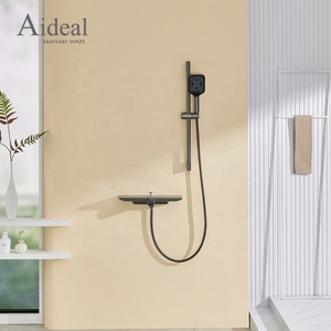 Système <span class=keywords><strong>de</strong></span> douche avec étagère <span class=keywords><strong>de</strong></span> rangement intégrée, noir mat, douchette à 2 fonctions, montage mural, kit <span class=keywords><strong>de</strong></span> douche pour <span class=keywords><strong>salle</strong></span> <span class=keywords><strong>de</strong></span> <span class=keywords><strong>bain</strong></span> - Product Image 2