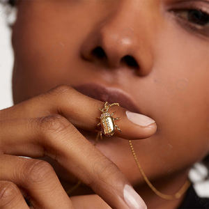 Gemnel personalizado 925 Plata insecto mariquita colgante collar CZ circón Metal Animal escarabajo para mujeres collar de escarabajo de la suerte - Product Image 2