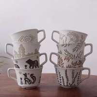 Vente chaude Rétro Simple Style 325 ml En Céramique Rugueux Petit Déjeuner Tasse Bureau À Domicile Après-Midi Thé Tasse À Café