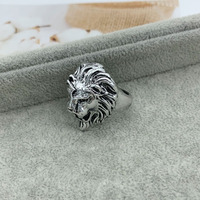 ZRM Bagues Vintage en Alliage Plaqué Argent Tête de Lion pour Hommes et Garçons, Style Mode, Fête, Hip Hop, Punk