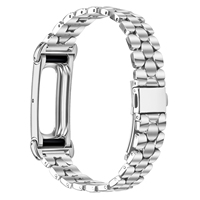 Bracelet de montre en acier inoxydable avec perles pour Google Fitbit Air, maillons métalliques en forme de perle, fermoir double bouton-poussoir, sangle réglable