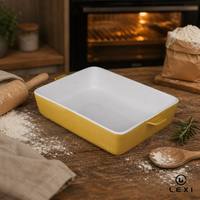 Plateau en céramique pour le cuisson, vaisselle de cuisson rectangulaire de grande taille, ustensiles de cuisson avec couvercle, poêle à pain, à gâteaux