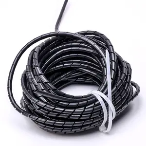 FSCAT Safety Protection Cable Sleeves Spiral Wrap Band for Wire Wrapping Natural or Black PE Material 6mm inside Diameter