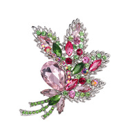 Gros grand cristal autrichien élégant strass feuille Bouquet broche femmes mode cristal fleur broche broche