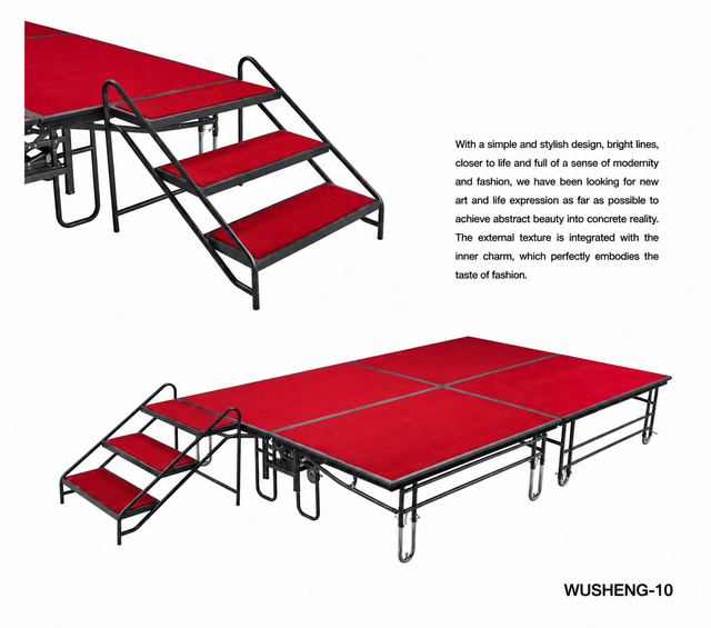 Modular Aluminum Folding Stage Universal Wheels Height Adjustable Portable Mobile for Indoor/Outdoor Events 100kg Load Capacity
