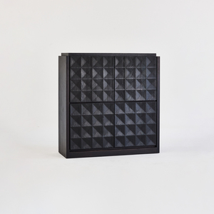 <span class=keywords><strong>Meubles</strong></span> modernes personnalisés de haute qualité, armoire latérale carrée à quatre portes en chêne pin noir mat - Product Image 1