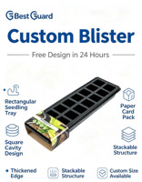 Emballage sous blister personnalisé de la marque Best Guard pour plateaux de semis de plantes, plastique PET transparent, épaisseur 1 mm, personnalisable