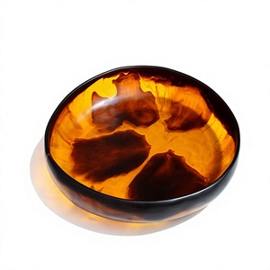 Bol en résine contemporain effet brume océanique, luxueux et artisanal, en époxy, décoratif et de service pour table à manger, table basse - Product Image 1