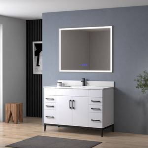 Meuble-lavabo de salle de bain moderne blanc de 48 pouces avec miroir LED et lavabo simple, design résistant à l'eau, construction durable, fabriqué au Vietnam - Product Image 2
