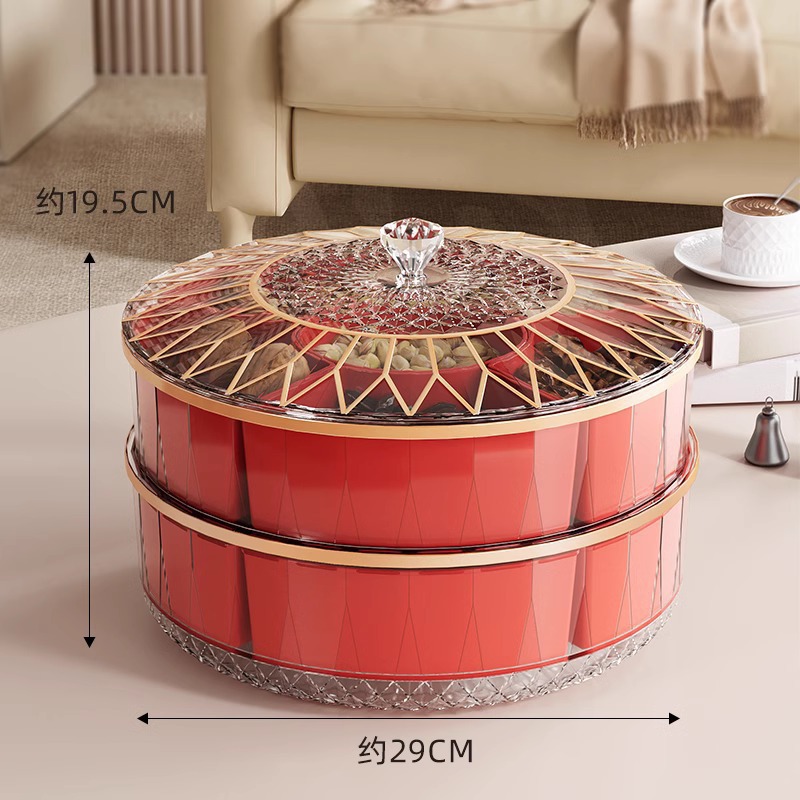 Festive red double-layered [rotatable] compartmentalized design