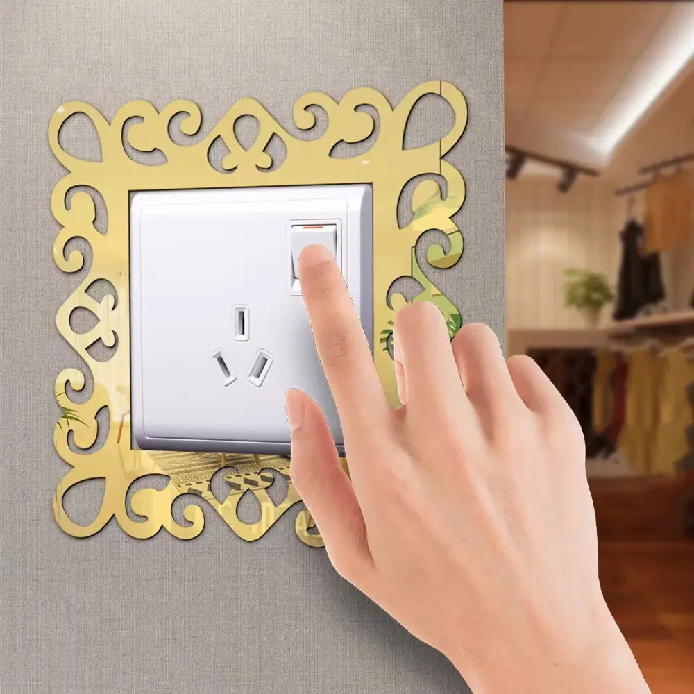European Style Socket Decals Switch Wall Stickers Decoration Square Shaped Lace Light Switch Cover Sticker Home Decoration