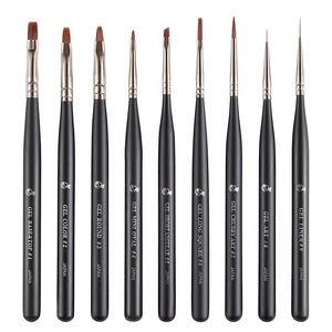 Pinceaux plats professionnels de luxe pour nail art, gel UV, en nylon PBT japonais de haute qualité, personnalisables, avec manche en bois long et fin – Vente chaude - Product Image 2