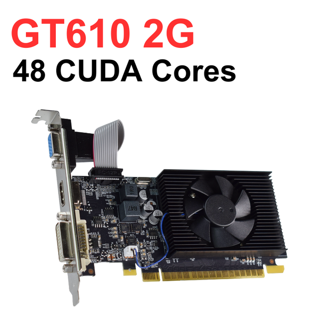 OEM New Desktop GeForce GT 610 2GB DDR3 GPU with PCI Express 2.0 X16 HD Support DVI/HDMI/VGA GT610 Graphic Card