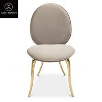 Chaises de salle à manger de restaurant de chaise de velours de crème bleue d'acier inoxydable moderne populaire utilisées avec la chaise de salle à manger de poignée de tête de Lion en métal
