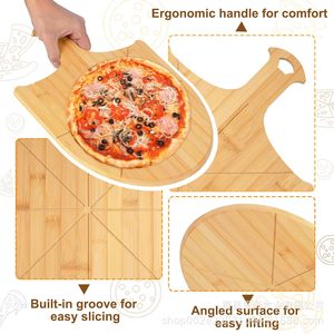 ที่ตักพิซซ่าไม้ไผ่ 33x20 ซม. ด้ามไม้ สำหรับอบและเสิร์ฟในเตาอบ - Product Image 5